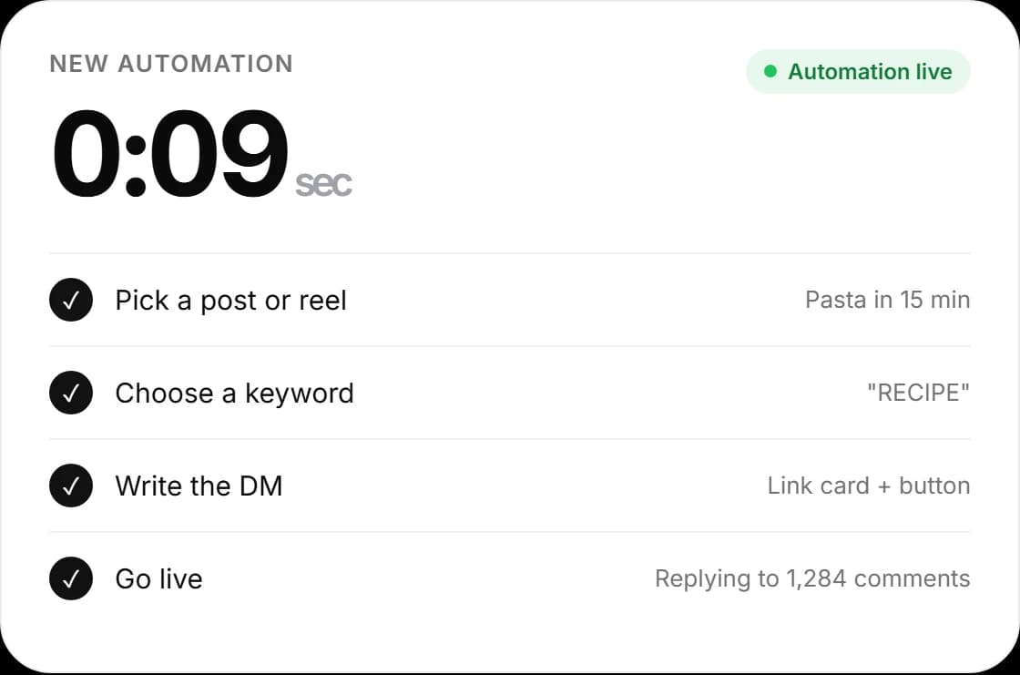 Automation set up in nine seconds